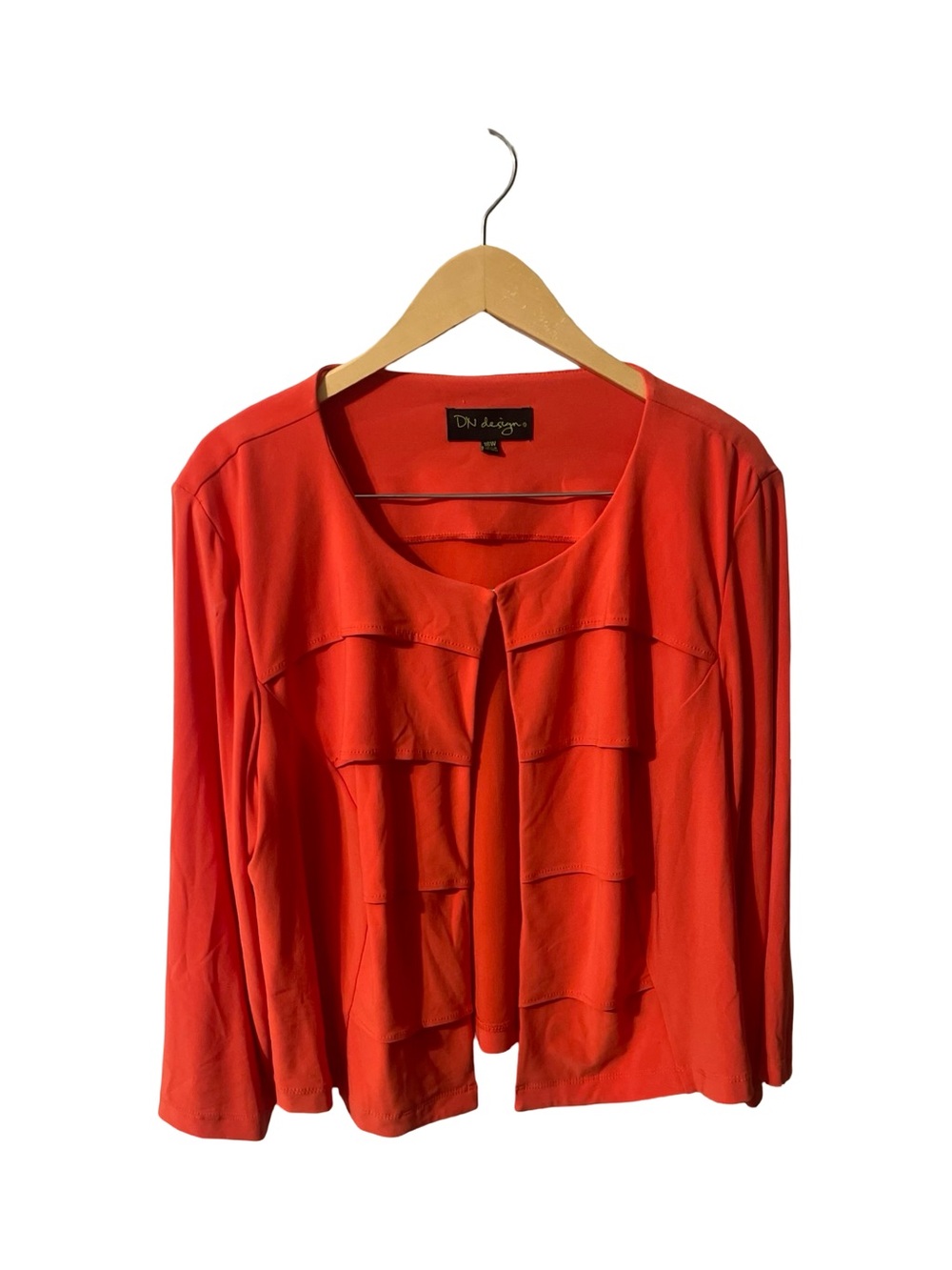 NWT DN Design Coral Ruffle Open Front Jacket 18W